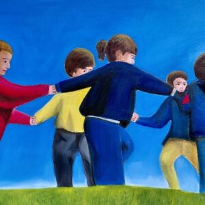 CHILDREN DANCING IN CIRCLE WITH THE CHRIST